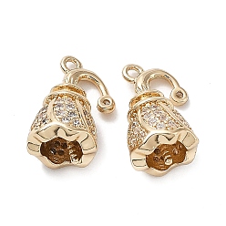 Light Gold Brass with K9 Glass Pinch Bails, Cadmium Free & Nickel Free & Lead Free, Peg Bails for Half Driiled Beads, Flower, Light Gold, 14.5x8mm, Hole: 1mm