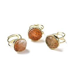 Citrine Natural Citrine Irregular Nugget Adjustable Ring, Brass Wire Wrap Jewelry for Women, Light Gold, Cadmium Free & Lead Free, US Size 9(18.9mm)