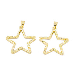 Настоящее золото 18K Стойки обшивки латунные подвески, без кадмия и без свинца, долговечный, звезда, реальный 18 k позолоченный, 28x26x2 мм, отверстие : 4x3 мм