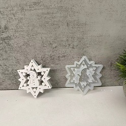 Снежинка DIY силиконовые формы для кулона, формы для литья смолы, для уф-смолы, изготовление ювелирных изделий из эпоксидной смолы, на Рождество, белые, снежинка, 84x74x11 мм, отверстие : 2 мм