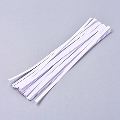 White Kraft Paper Wire Twist Ties, with Iron Core, Bread Candy Bag Ties, White, 154x4x0.5mm, about 1000pcs/Bundle