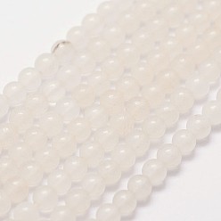 Белый Нефрит Бусины из натурального белого нефрита, круглые, 3 мм, Отверстие : 0.5 мм, около 125 шт / нитка