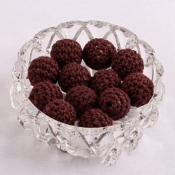 Кокосово-Коричневый Шерстяные макраме ручной работы деревянные шарики с помпонами, для детских прорезывателей, ювелирные бусины, сделай сам, ожерелье, браслет, кокосового коричневый, 20 мм