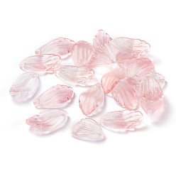 Pink Milchglas Anhänger, mit Goldfolie, petaline, rosa, 22x12x5 mm, Bohrung: 1 mm
