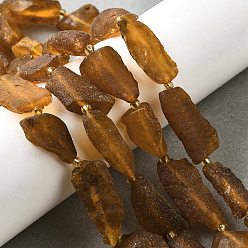 Bernstein Rohe, raue, natürliche Bernsteinperlenstränge, Nuggets, mit Glasperlen, 16.5~26x10~14.5x5.5~10.5 mm, Bohrung: 0.8 mm, ca. 20 Stk. / Strang, 15.59'' (39.6 cm)