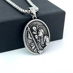 Нержавеющая Сталь Цвет Древнегреческий 304 подвеска из нержавеющей стали с изображением святого, тисненый кулон, панк-хип-хоп ожерелья, цвет нержавеющей стали