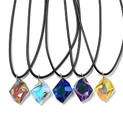 (52) Непрозрачная лаванда Воском ожерелья шнура, k 9 ожерелья из стекла, ромб, разноцветные, 18.11 дюйм (46 см)