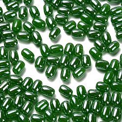 Зеленый Непрозрачные стеклянные бусы, овальные, зелёные, 9x6 мм, отверстие : 1.5 мм, 825 шт / фунт