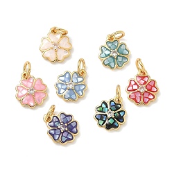 (52) Непрозрачная лаванда Латунные микропроволочные кубические циркониевые подвески из эмали, , с естественной оболочке, долговечный, стойки покрытие, с целью перехода в кольце, реальный 18 k позолоченный, разноцветные, 11x9.5x2.5 мм