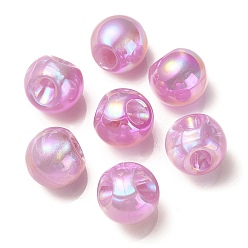 Pearl Pink UV Plating Rainbow Iridescent Acrylic Beads, with Glitter Powder, Round, Pearl Pink, 18.5mm, Hole: 4mm