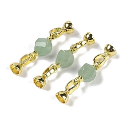 Зеленый Авантюрин Натуральный зеленый авантюрин с латунными раскладывающимися застежками, реальный 18 k позолоченный, долговечный, стойки покрытие, граненый твист , 45 мм