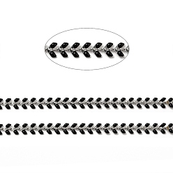 Black 304 Stainless Steel Cobs Chains, with Enamel, Soldered, with Spool, Black, 6x1.5~2mm