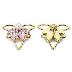 Сливовый Нержавеющая сталь с подвеской из циркония, с имитацией жемчуга, очарование кленового листа, золотые, слива, 22x18.5 мм, отверстие : 3.8 мм