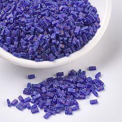 (HTL151FR) Matte Transparent Cobalt AB MIYUKI Half TILA Beads, Japanese Seed Beads, 2 Hole, (HTL151FR) Matte Transparent Cobalt AB, 5x2.3x1.9mm, Hole: 0.8mm, about 2500pcs/100g