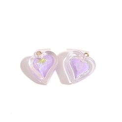 Мандарин Подвески смолы стразами, сердце, мандарин, 26x23 мм