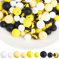 Mixed Color 100Pcs Silicone Beads, Mixed Shapes, Focal Beads, Mixed Color, 11.5~15mm, Hole: 2mm
