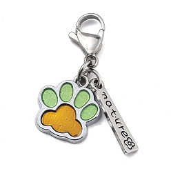 Золотистый Подвеска с отпечатком собачьей лапы из сплава и эмали, 316 застежки-клешни из хирургической нержавеющей стали для украшений сумок, золотые, 40 мм