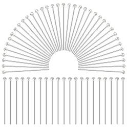 Silver 60Pcs 925 Sterling Silver Head Pins, Silver, 24 Gauge, 20mm, Pin: 0.5mm