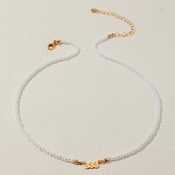 Золотой Сплав номер 333 подвеска из искусственной смолы с белыми круглыми бусинами ожерелья для женщин, золотые, 16.54 дюйм (42 см)