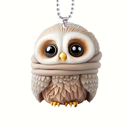Цвет Древесины Сова акриловые подвесные украшения, для украшения зеркала заднего вида автомобиля, деревесиные, Кулон : 80 мм