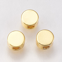 Золотой Латунные бусины, плоско-круглые, золотые, 4x2 мм, отверстие : 1.5 мм