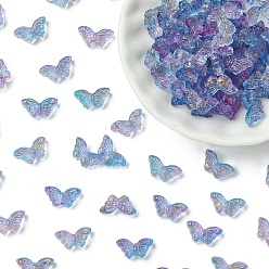 Озёрно--синий 100 шт. Прозрачные стеклянные бусины, окрашенные распылением., бабочка, с блеском порошок, Плут синий, 8x15x4.5 мм, отверстие : 1 мм