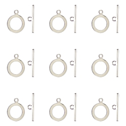 Platinum Brass Toggle Clasp, Nickel Free, Round Ring, Platinum, Ring: 18x14mm, Bar: 21x2mm, Hole: 1.8mm, 10sets/box