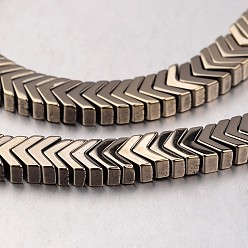 (252) Цвет внутри: морской / фиолетовый на подкладке Гальванизировать немагнитных синтетический гематит нитей бисера, наконечник, античная бронза покрытие, 4x6x3 мм, отверстие : 1 мм, около 206 шт / нитка, 15.7 дюйм