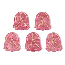 Ярко-Розовый Подвески из ацетата целлюлозы (смолы), с блеском порошок, цветок, ярко-розовый, 23x19x2 мм, отверстие : 1.5 мм