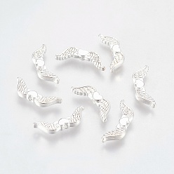 Серебро Сплавочные овальные бусины тибетского стиля , без кадмия, без никеля и без свинца, крыло, серебряный цвет гальваническим, 20x7x3 мм