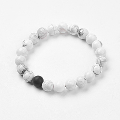 Howlite Natural Howlite Stretch Bracelets, Round, 2 inch(50mm)