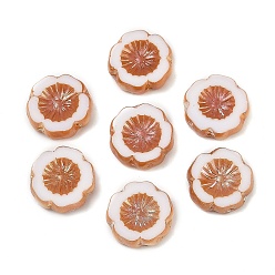 Белый Чешские Бусины, цветок гибискуса, белые, 14x5 мм, отверстие : 1 мм