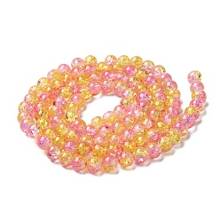Pearl Pink Spray Painted Crackle Glass Beads Strands, Round, Two Tone, Pearl Pink, 8mm, Hole: 1.3~1.6mm, about 100pcs/strand, 31.4 inch