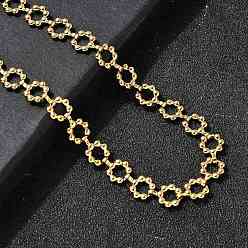 Настоящее золото 18K 304 ожерелья из нержавеющей стали с цветочными звеньями для женщин, ионное покрытие (ip), реальный 18 k позолоченный, 16.06 дюйм (40.8 см)