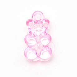 Lavender Blush Transparent Acrylic Pendants, Bear, Lavender Blush, 21x11.5x7mm, Hole: 2.1mm