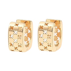 Light Gold Латунные серьги обруча, полый крест, золотой свет, 15x14x7.5 мм