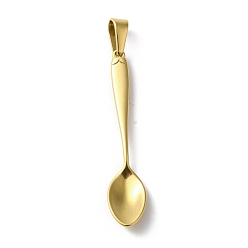 Посуда Вакуумное покрытие pvd 304 большие подвески из нержавеющей стали, золотые, посуда очарование, ложка, 53x10.5x3.5 мм, отверстие : 9.5x4.5 мм