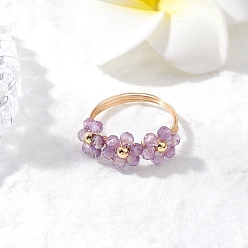 Аметист Природные палец кольца аметист, цветок, золотые, внутренний диаметр: 18 мм
