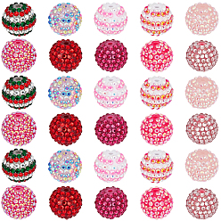 (52) Непрозрачная лаванда 40шт 10 цвета смолы бусины со стразами, с акриловыми круглыми бусинами внутри, для жевательной резинки ювелирных изделий, разноцветные, 19.5~20x17.5~20 мм, отверстие : 2~3 мм, 4 шт / цвет