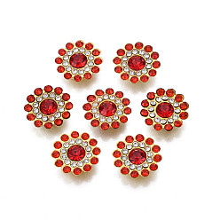 Сиамский Шить на горный хрусталь, прозрачное стекло горный хрусталь, с настройками железного зубца, граненые, цветок, Сиам, 14x4.5 мм, отверстие : 1.2 мм