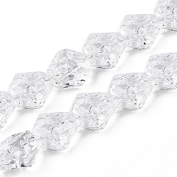 Прозрачный Прозрачные стеклянные бусины нити, самородки, прозрачные, 14x13~13.5x9.5~10 мм, отверстие : 0.9 мм, около 45 шт / нитка, 24.80'' (63 см)