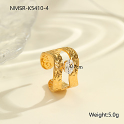 Oval 304 Открытые кольца-манжеты из нержавеющей стали с инкрустацией прозрачными кубическими циркониями, золотые, овальные, внутренний диаметр: регулируемый