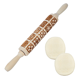 Цвет Древесины Деревянная декоративная скалка с цветочным узором, кухонный инструмент, деревесиные, 385x44.5 мм