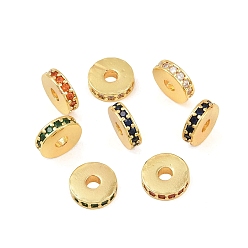 (52) Непрозрачная лаванда Латунные микро проложить кубического циркония бусы, плоско-круглые, долговечный, стойки покрытие, разноцветные, 10x3 мм, отверстие : 3 мм