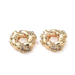 Золотой Латунные микропаве прозрачные кубики из циркония, кольцо, стойки покрытие, долговечный, золотые, 6x1.5 мм, отверстие : 1.8 мм