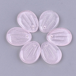 Pink Transparent Spray Painted Glass Pendants, Petal, Pink, 15.5x12x3mm, Hole: 1mm