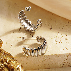 Нержавеющая Сталь Цвет Не тускнеют 304 серьги-гвоздики из нержавеющей стали с овальными бусинами, серьги-кольца, цвет нержавеющей стали, 21 мм