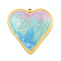 Нектар Ионное покрытие (ip) 304 подвески из нержавеющей стали, с эмалью, реальный 18 k позолоченный, шарма сердца, нектар, 31x29x3.5 мм, отверстие : 2 мм