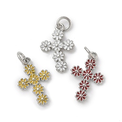 (52) Непрозрачная лаванда Латунь эмаль подвески, крест прелести, с целью перехода в кольце, стойки покрытие, долговечный, без свинца и без кадмия, платина, разноцветные, 17.5x11.5x1.5 мм, отверстие : 3 мм