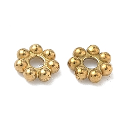 Настоящее золото 18K 304 из нержавеющей стали разделительные бусины, ионное покрытие (ip), цветок, реальный 18 k позолоченный, 6x1.8 мм, отверстие : 1.4 мм